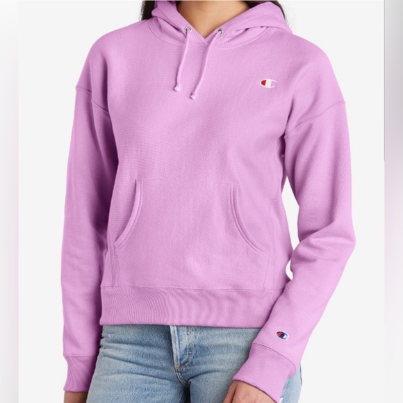 Champion Tops - Champion ‘Women's Reverse-Weave Fleece Hoodie in Paper Orchid’ Large (L)